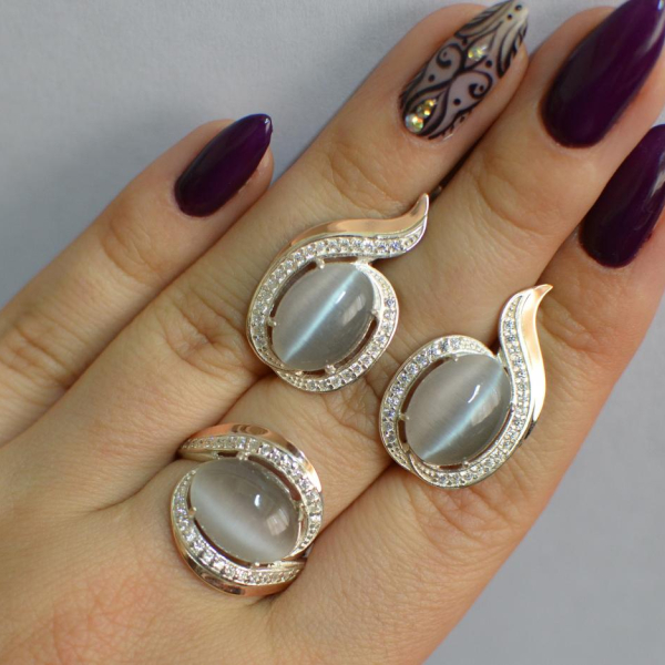 Серебряный гарнитур с золотыми пластинами