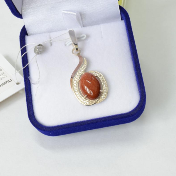 Серебряная подвеска с золотими вставками