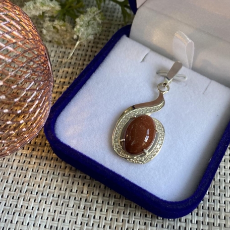 Серебряная подвеска с золотими вставками