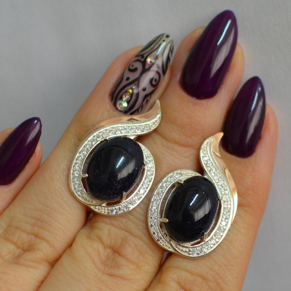 Срібні сережки з золотими вставками