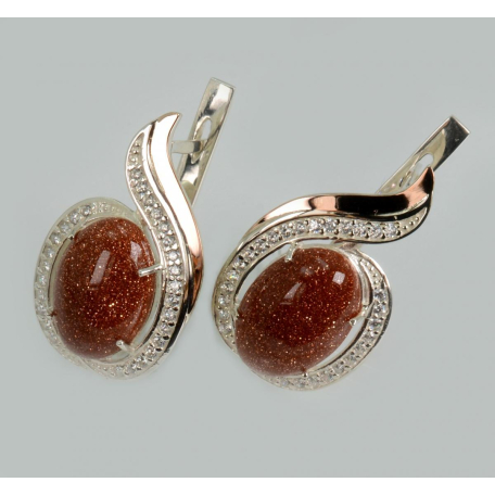 Серебряные серьги с золотыми пластинами