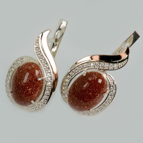 Срібні сережки з золотими вставками