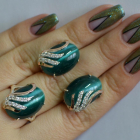 Срібний набір з золотими пластинами