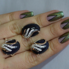 Срібний набір з золотими пластинами