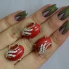 Срібний набір з золотими пластинами