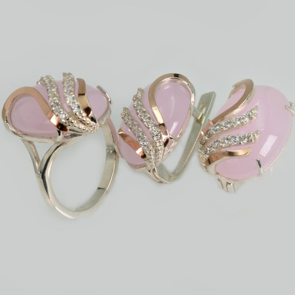 Срібний набір з золотими пластинами