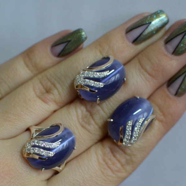 Срібний набір з золотими пластинами