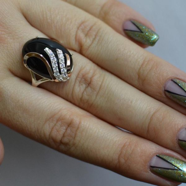 Каблучка із срібла з золотом