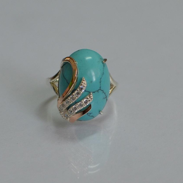 Каблучка із срібла з золотом