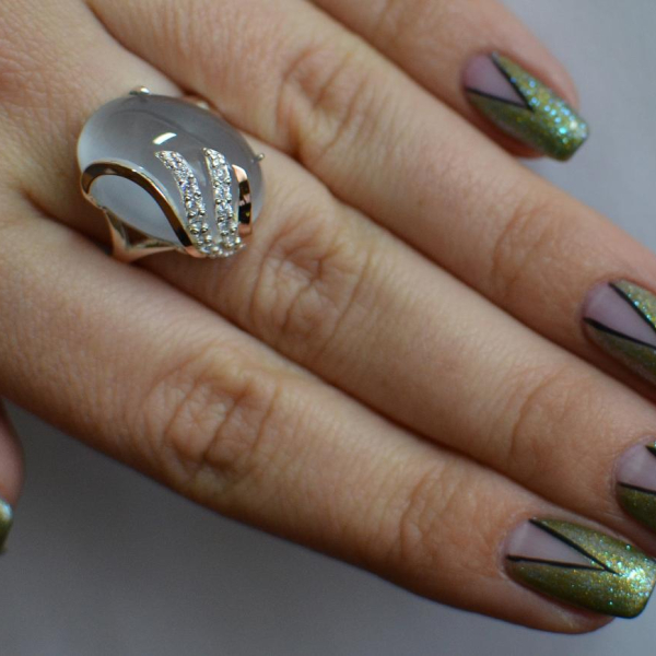 Каблучка із срібла з золотом