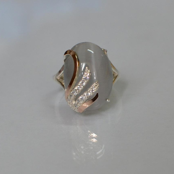 Каблучка із срібла з золотом