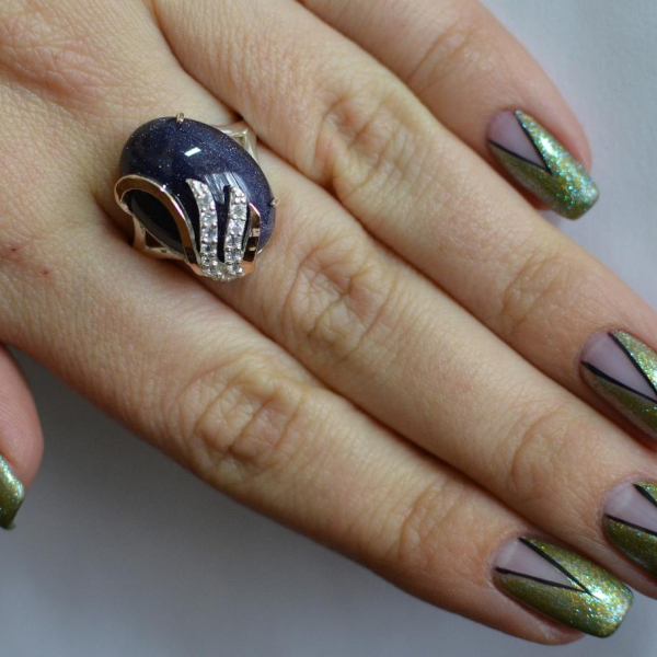 Каблучка із срібла з золотом