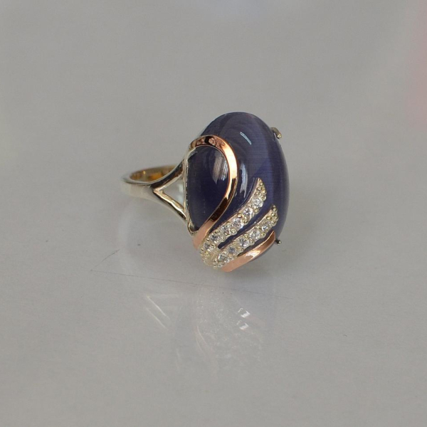 Каблучка із срібла з золотом