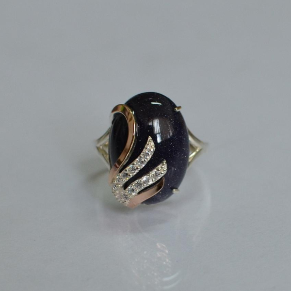 Каблучка із срібла з золотом