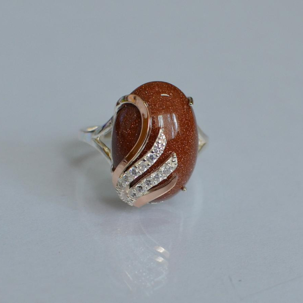 Каблучка із срібла з золотом