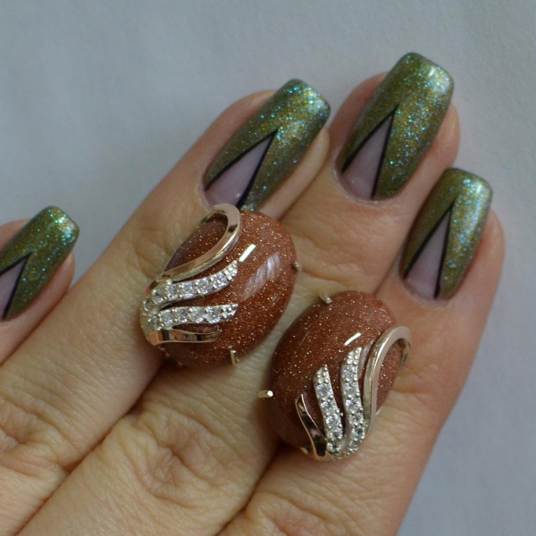 Сережки із срібла з золотом