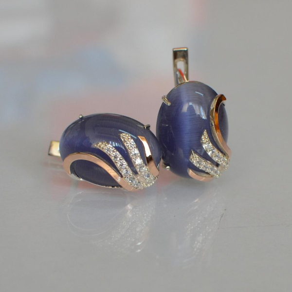 Сережки із срібла з золотом