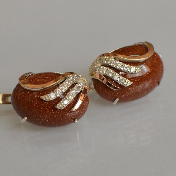 Сережки із срібла з золотом