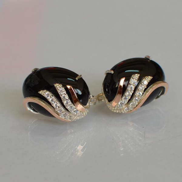 Сережки із срібла з золотом