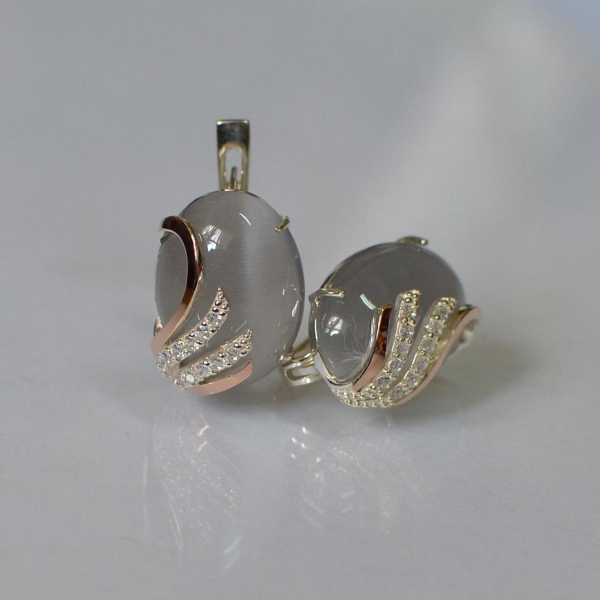 Сережки із срібла з золотом