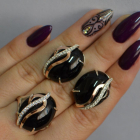 Срібний комплект з золотими наклкадками