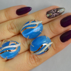 Срібний комплект з золотими наклкадками