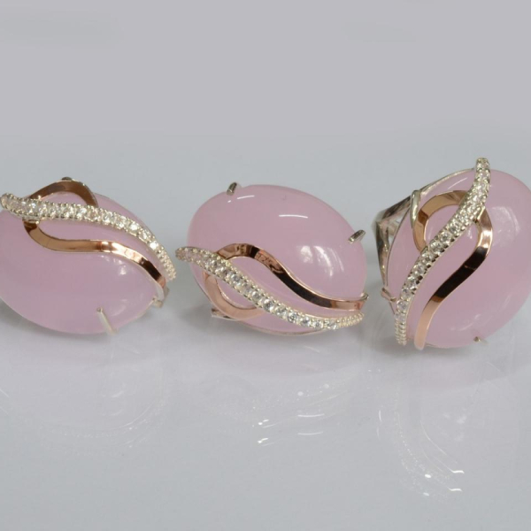 Срібний комплект з золотими наклкадками