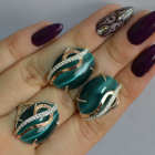 Срібний комплект з золотими наклкадками