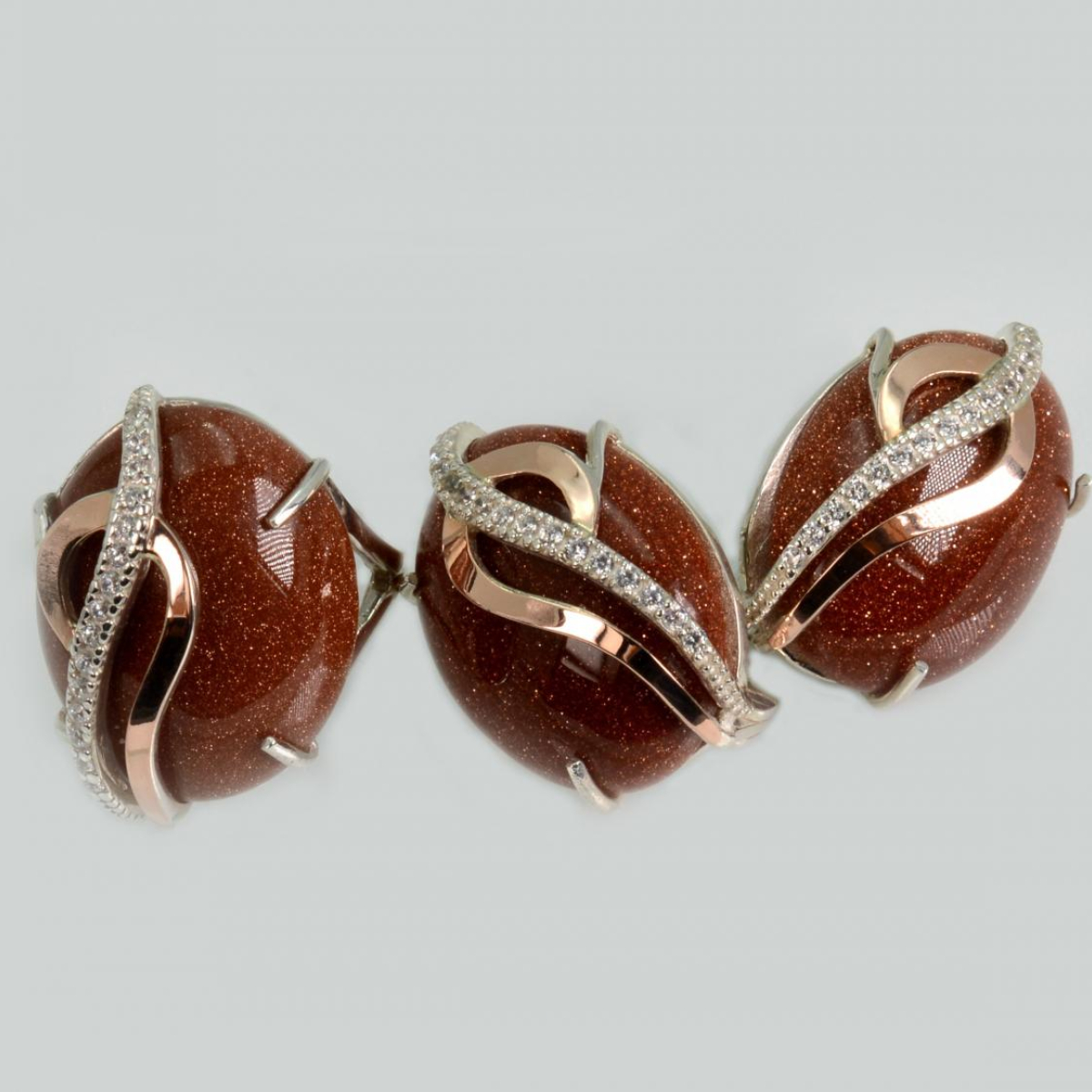 Срібний комплект з золотими наклкадками