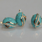 Срібний комплект з золотими наклкадками