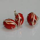 Срібний комплект з золотими наклкадками