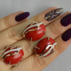 Срібний комплект з золотими наклкадками