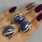 Срібний комплект з золотими наклкадками