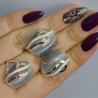 Срібний комплект з золотими наклкадками