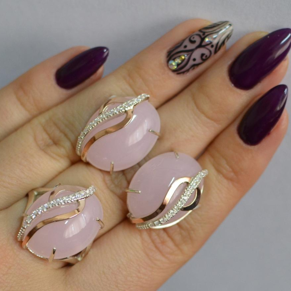 Срібний комплект з золотими наклкадками