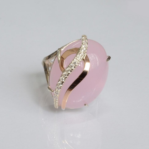 Каблучка із срібла з золотими вставками