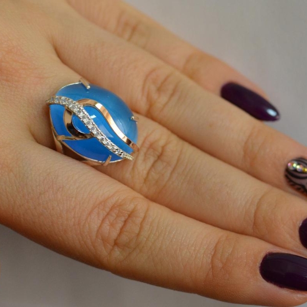 Каблучка із срібла з золотими вставками