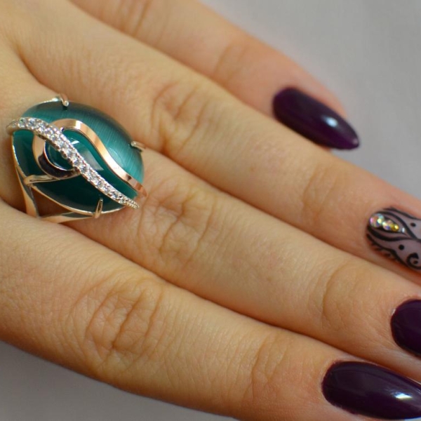 Каблучка із срібла з золотими вставками