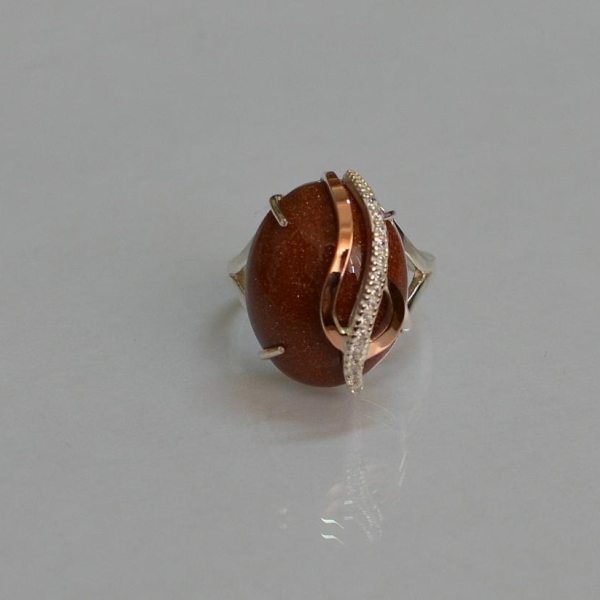 Каблучка із срібла з золотими вставками