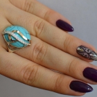 Каблучка із срібла з золотими вставками