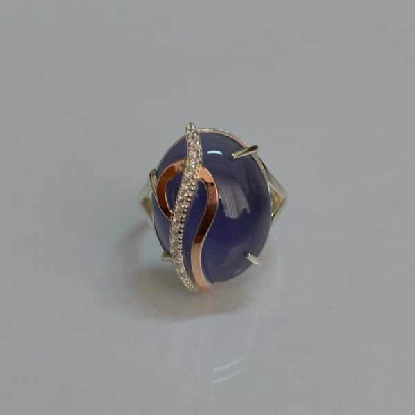 Каблучка із срібла з золотими вставками