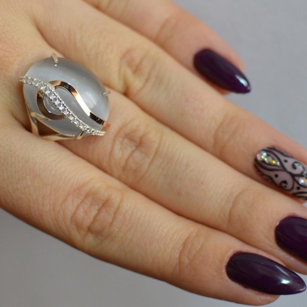 Каблучка із срібла з золотими вставками