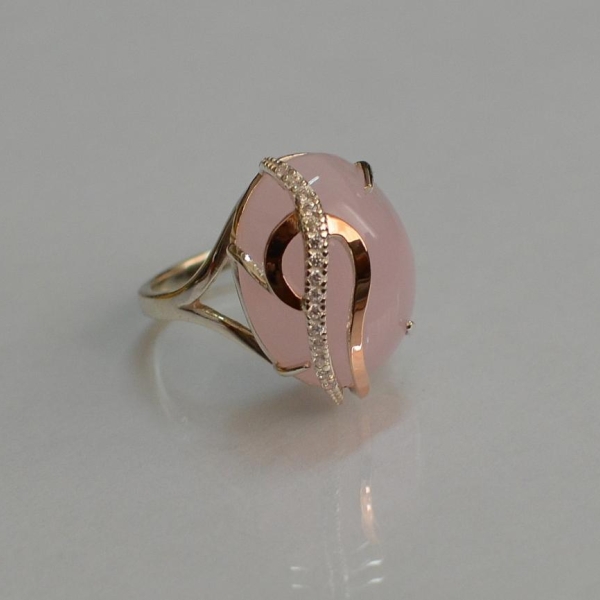 Каблучка із срібла з золотими вставками