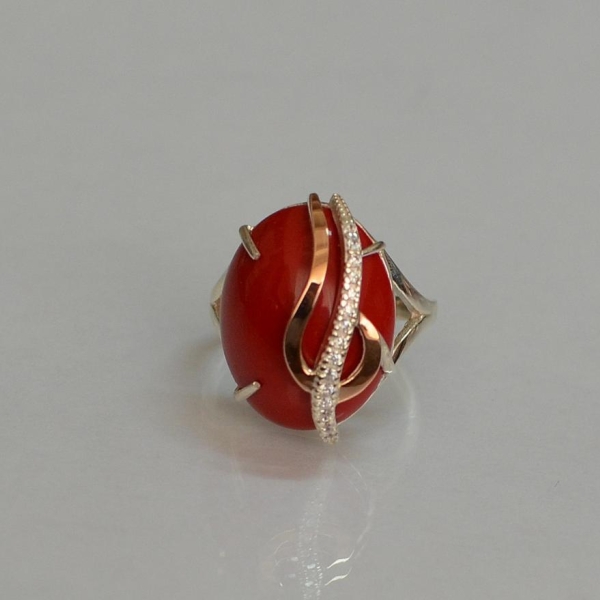 Каблучка із срібла з золотими вставками