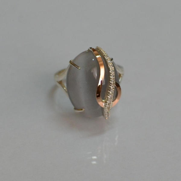 Каблучка із срібла з золотими вставками