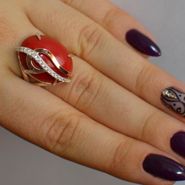 Каблучка із срібла з золотими вставками