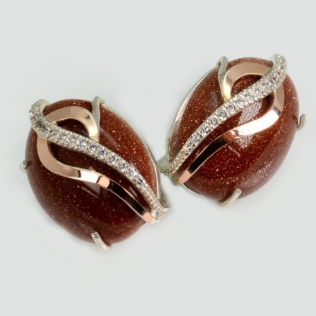 Срібні сережки з золотими накладками