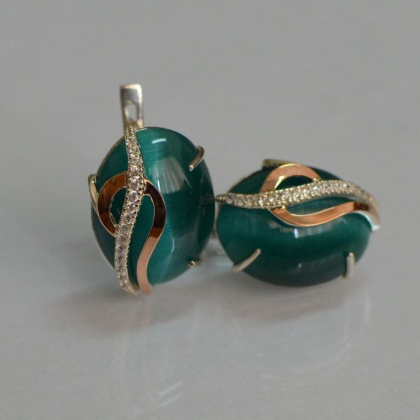 Срібні сережки з золотими накладками