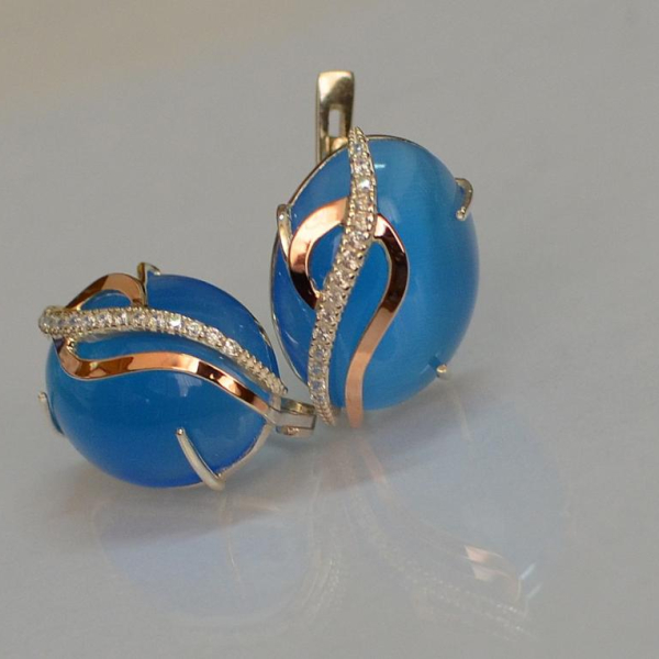 Срібні сережки з золотими накладками