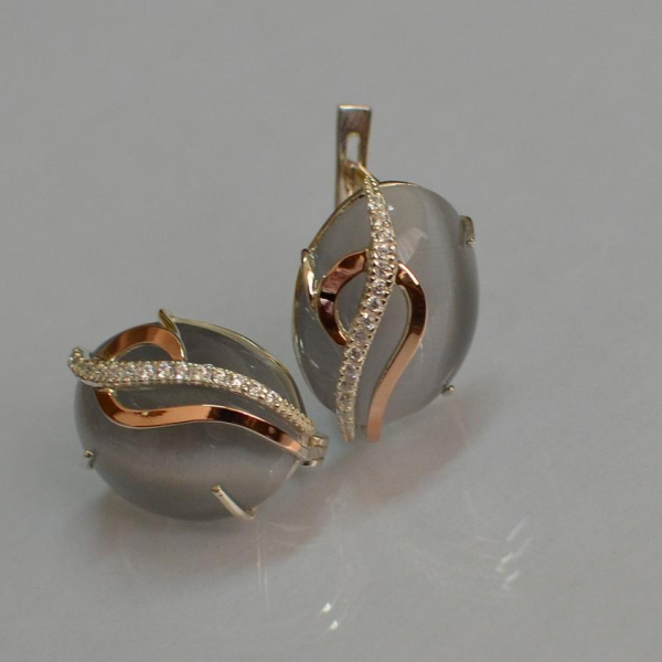 Срібні сережки з золотими накладками